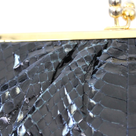 VINTAGE 1980s Judith Leiber Snake Skin Clutch - Picture 7 of 8
